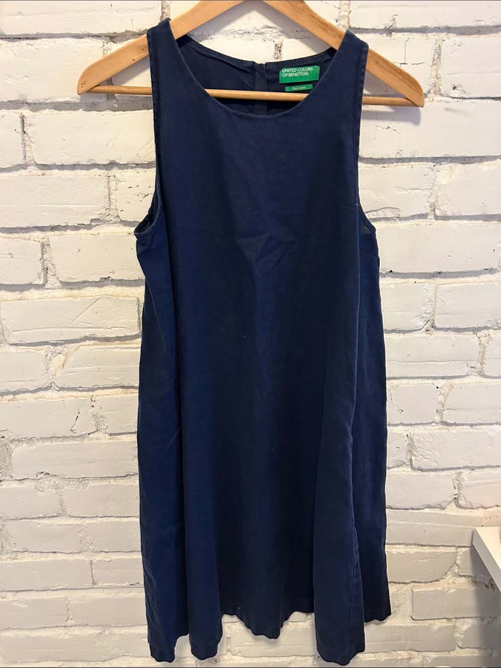 United Colors Of Benetton linen dress with pockets and zipper detail